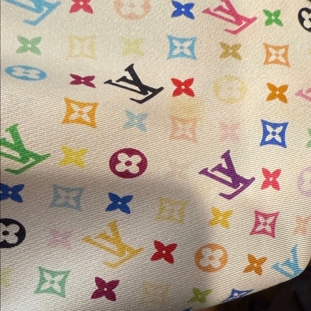 Louis Vuitton Takashi Murakami White Multicolor Silk Scarf 26.5x26.5” - Picture 13 of 13